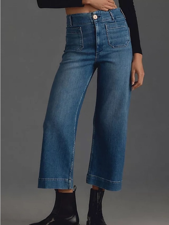 Maeve Denim - Maeve “The Colette” Medium Blue Cropped Wide-Leg Jeans sz 28